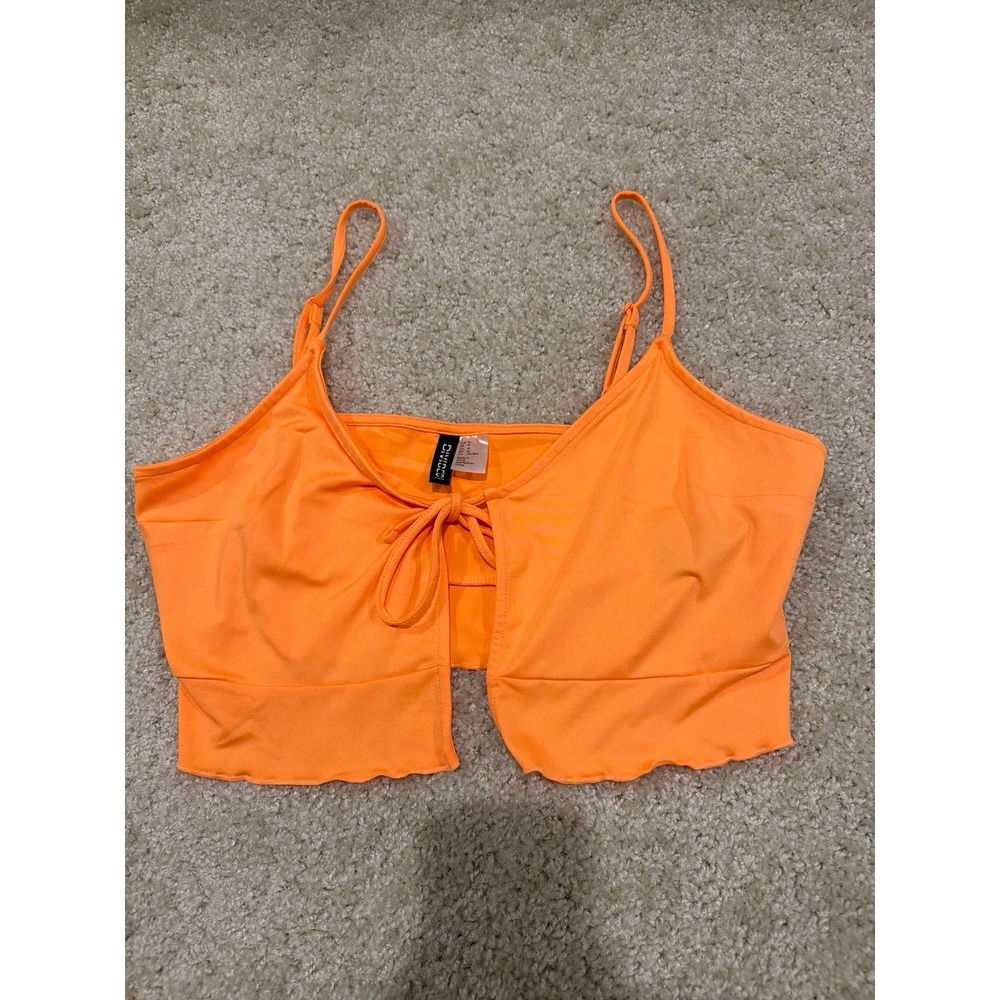 H&M Divide orange tie front crop tank top bralette, Size M, never worn